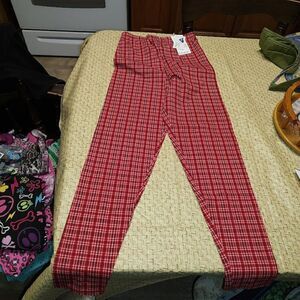 New Basic editions Red Plaid Leggings Size Girl's 14/16